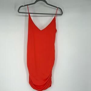Princess Polly Ruched Backless Mini Dress Women's Size 12 Orange Spaghetti Strap